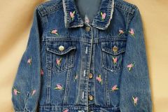 Denim jacket flower embroidery