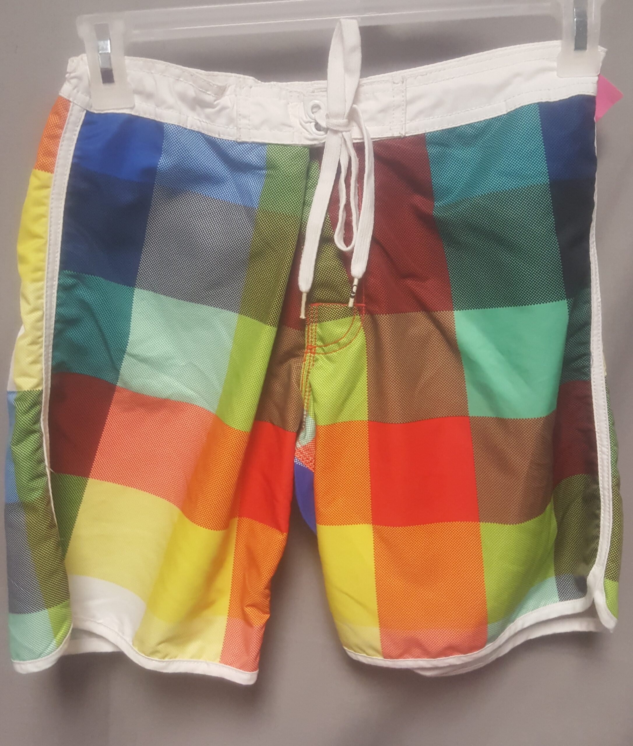 Boys swim shorts bright plaid