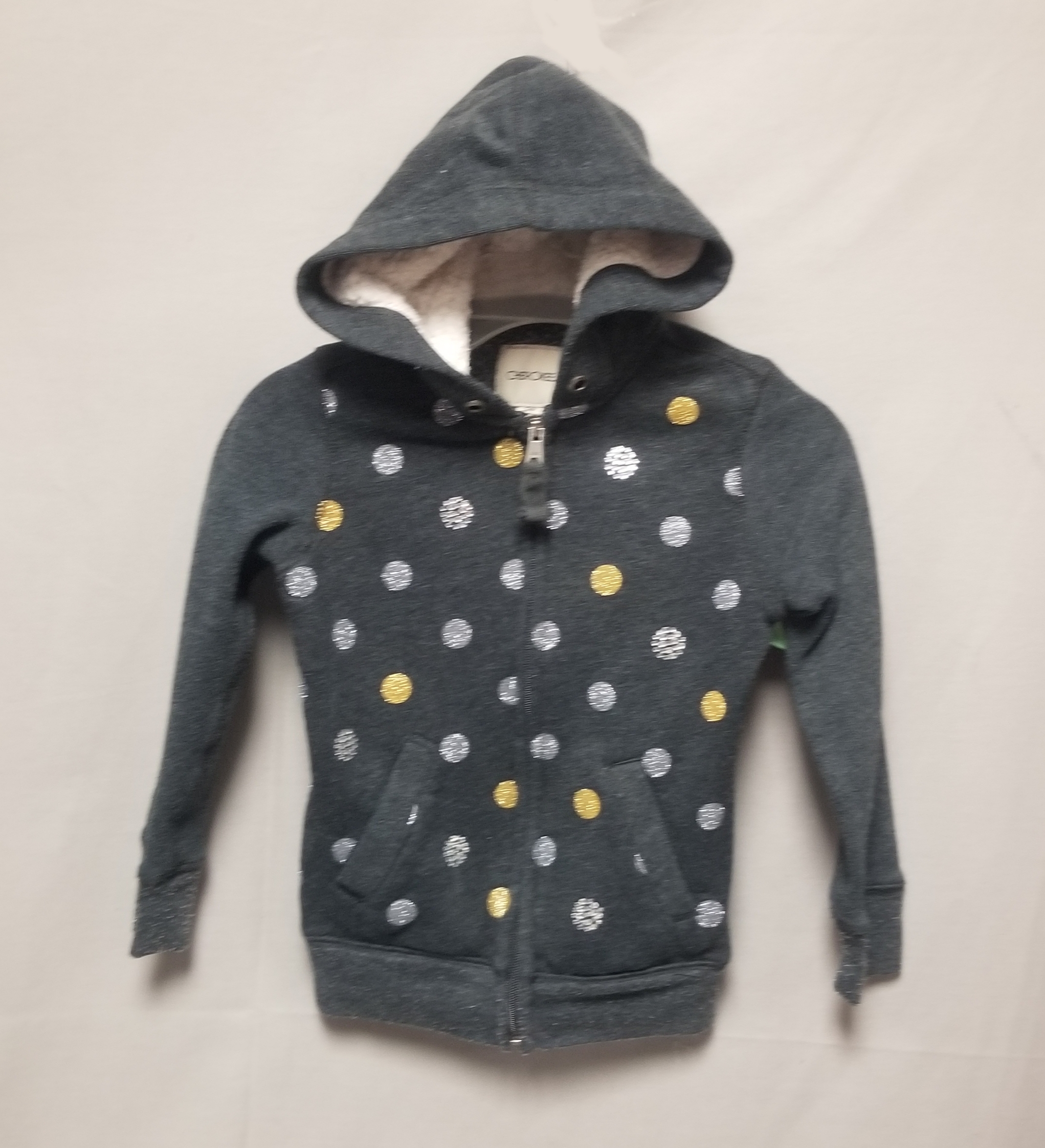 Gray hoodie with pink dots